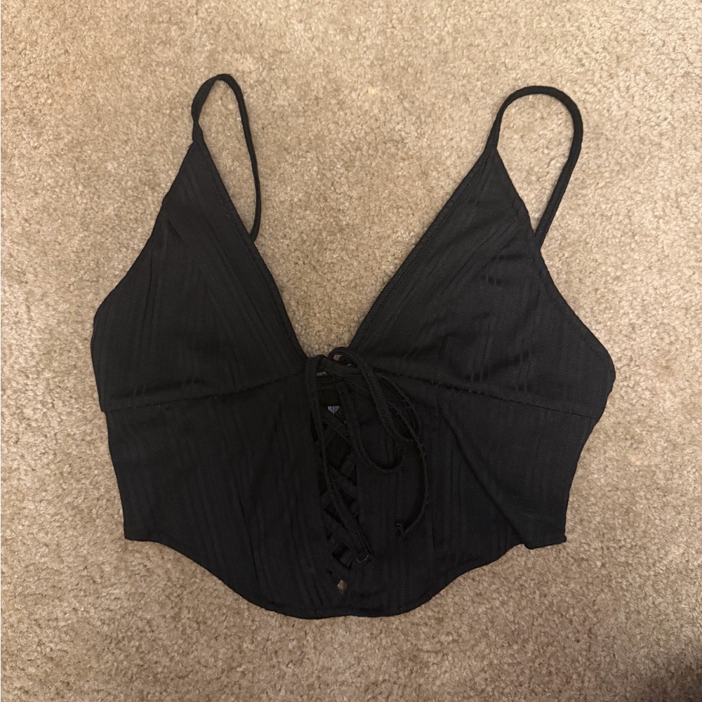 Urban Outfitters Black Lace-Up Camisole
